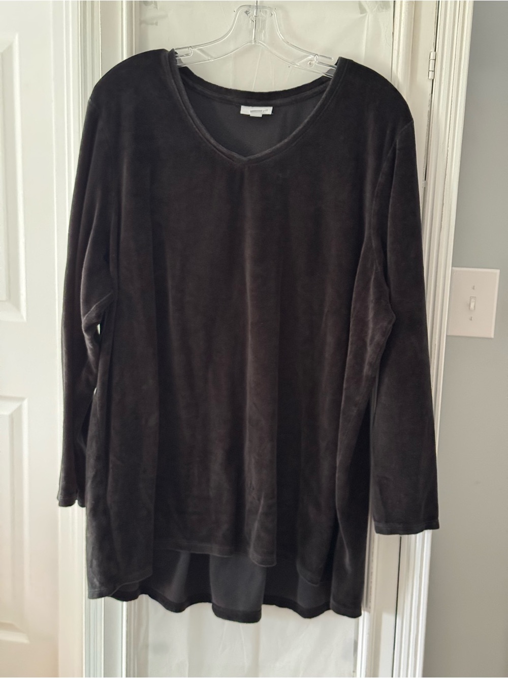 J. Jill Pure Jill Back Velour V-Neck Long-Sleeve Tunic High Low Hem Size 3X